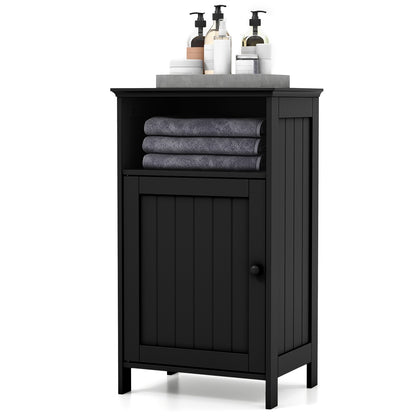 Bathroom Freestanding Floor Storage Cabinet with Adjustable Shelf, Black Floor Cabinets at Gallery Canada