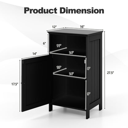 Bathroom Freestanding Floor Storage Cabinet with Adjustable Shelf, Black Floor Cabinets at Gallery Canada