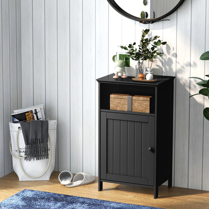 Bathroom Freestanding Floor Storage Cabinet with Adjustable Shelf, Black Floor Cabinets at Gallery Canada
