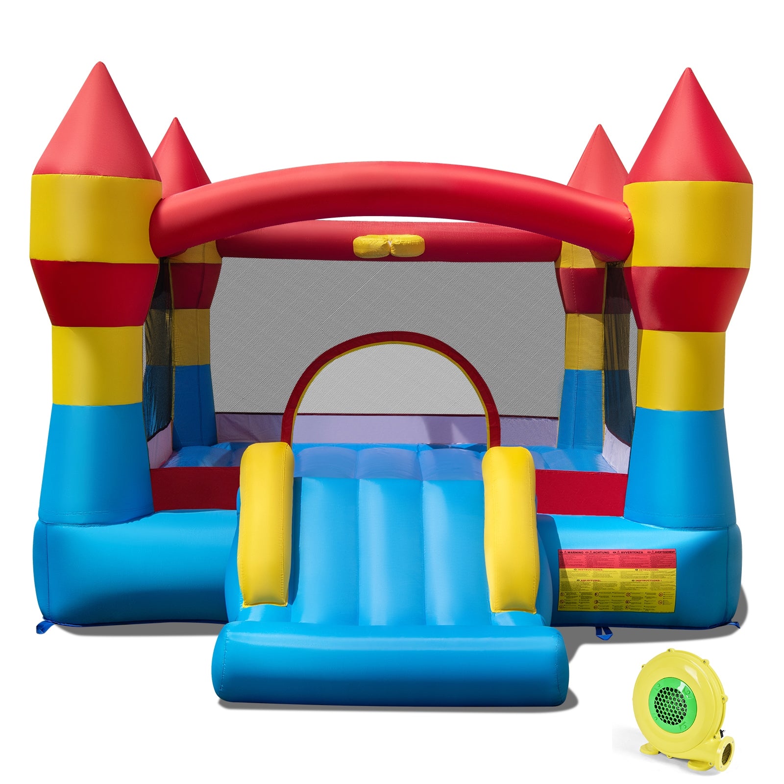 3-in-1 Kids Bouncer With Slide, 480W Blower, Blue Bounce House Blue at Gallery Canada