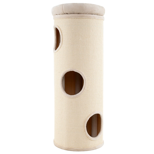 49 Inch Elevated Cat Cave, 4-Story Cat House, Beige Cat Houses Beige at Gallery Canada