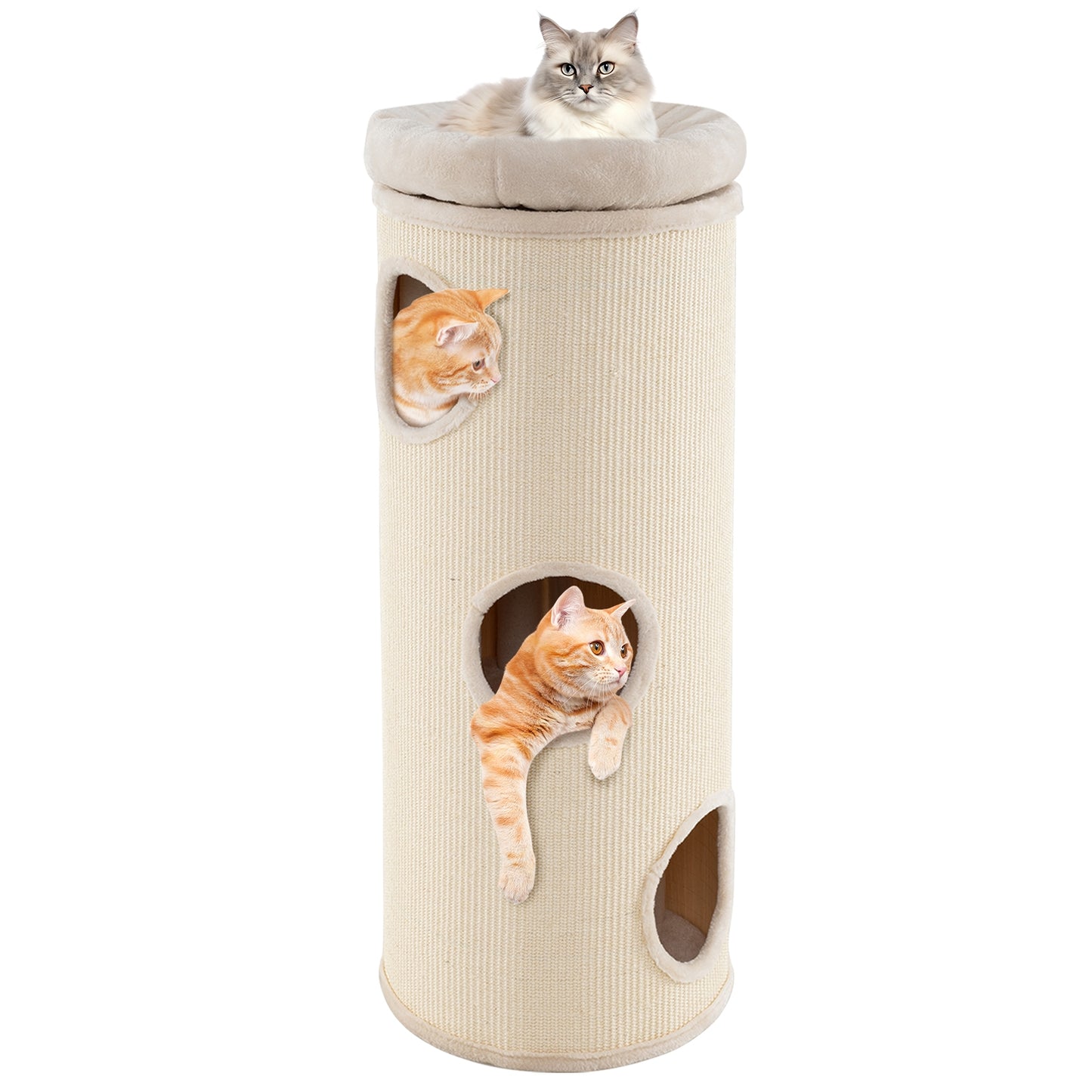 49 Inch Elevated Cat Cave, 4-Story Cat House, Beige Cat Houses at Gallery Canada