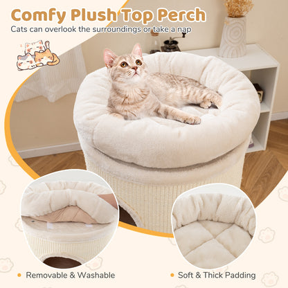 49 Inch Elevated Cat Cave, 4-Story Cat House, Beige Cat Houses at Gallery Canada