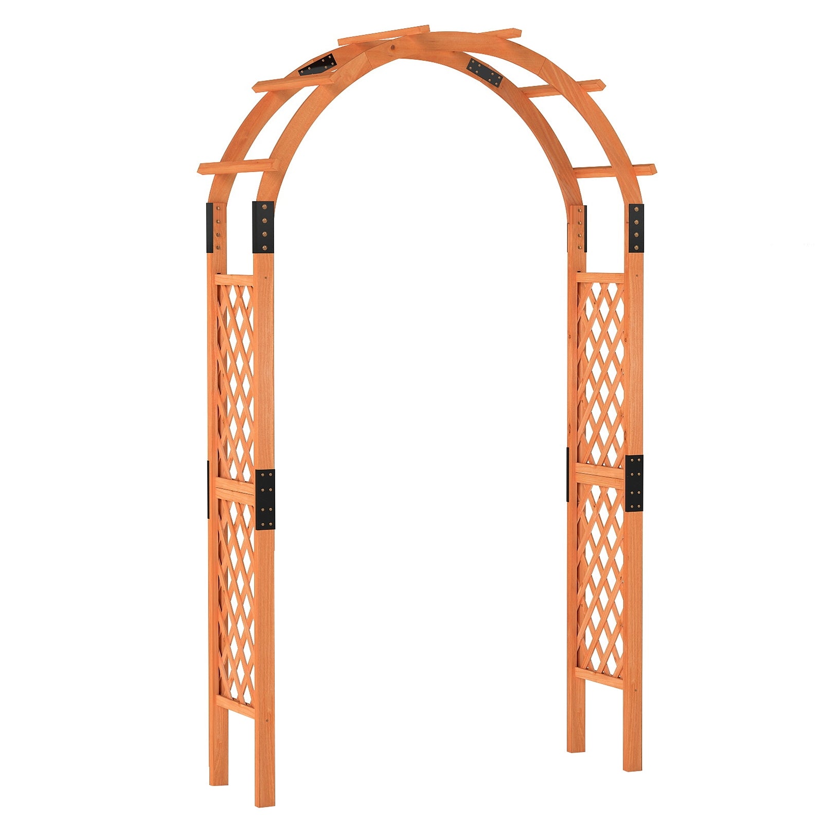 7.7 Feet Garden Arch Wooden Arbor for Climbing Plants, Orange Outdoor Decor at Gallery Canada