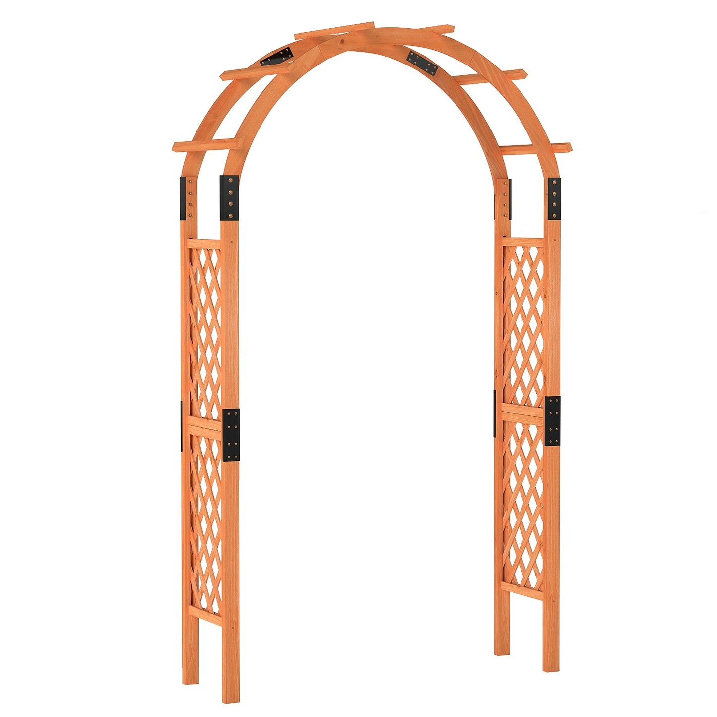 7.7 Feet Garden Arch Wooden Arbor, Orange