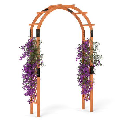 7.7 Feet Garden Arch Wooden Arbor for Climbing Plants, Orange Outdoor Decor at Gallery Canada