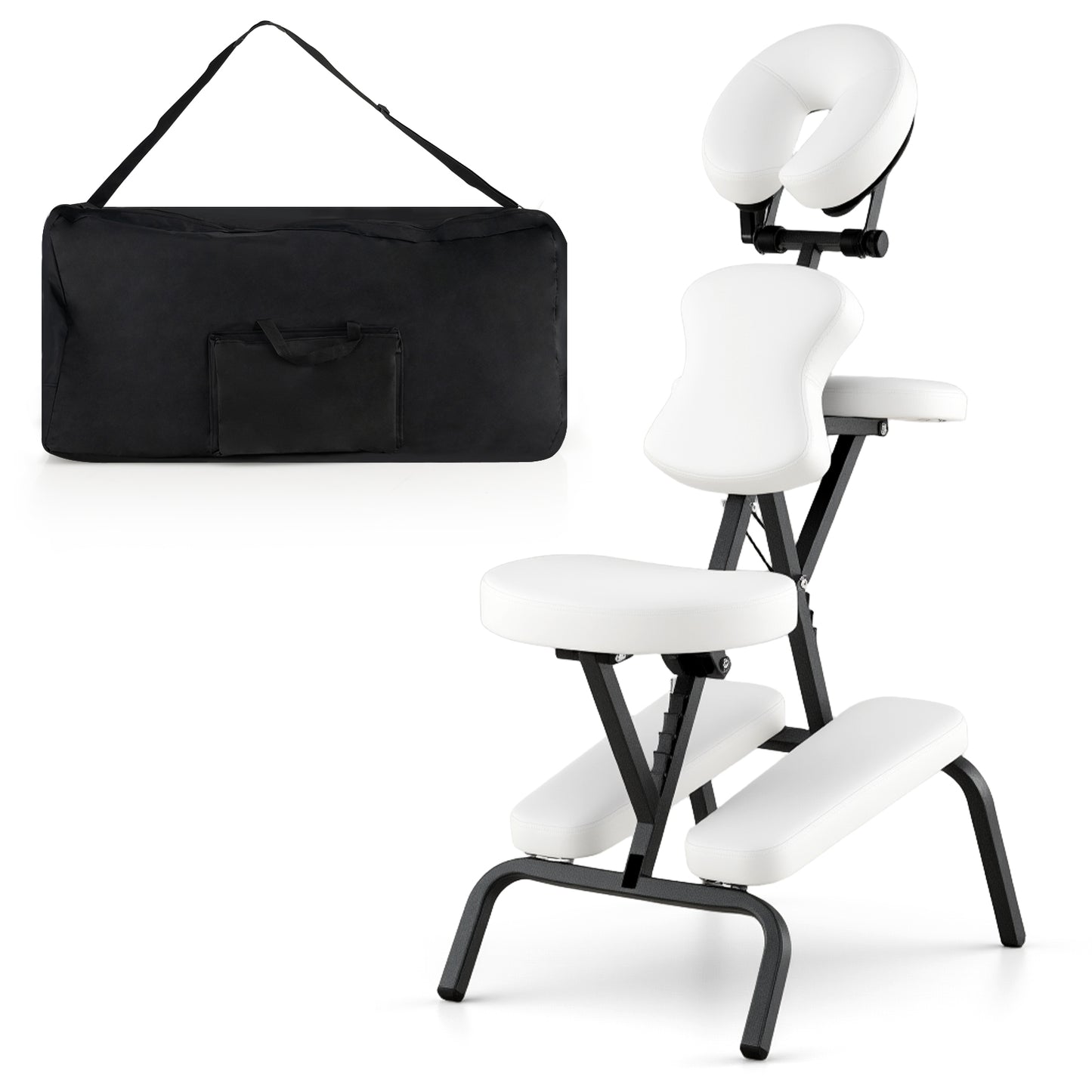 PU Leather Travel Massage Chair, With Thickened Sponge And Carrying Bag, White Spa & Salon at Gallery Canada
