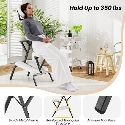 PU Leather Pad Travel Massage Chair with Thickened Sponge and Carrying Bag, White Spa & Salon at Gallery Canada