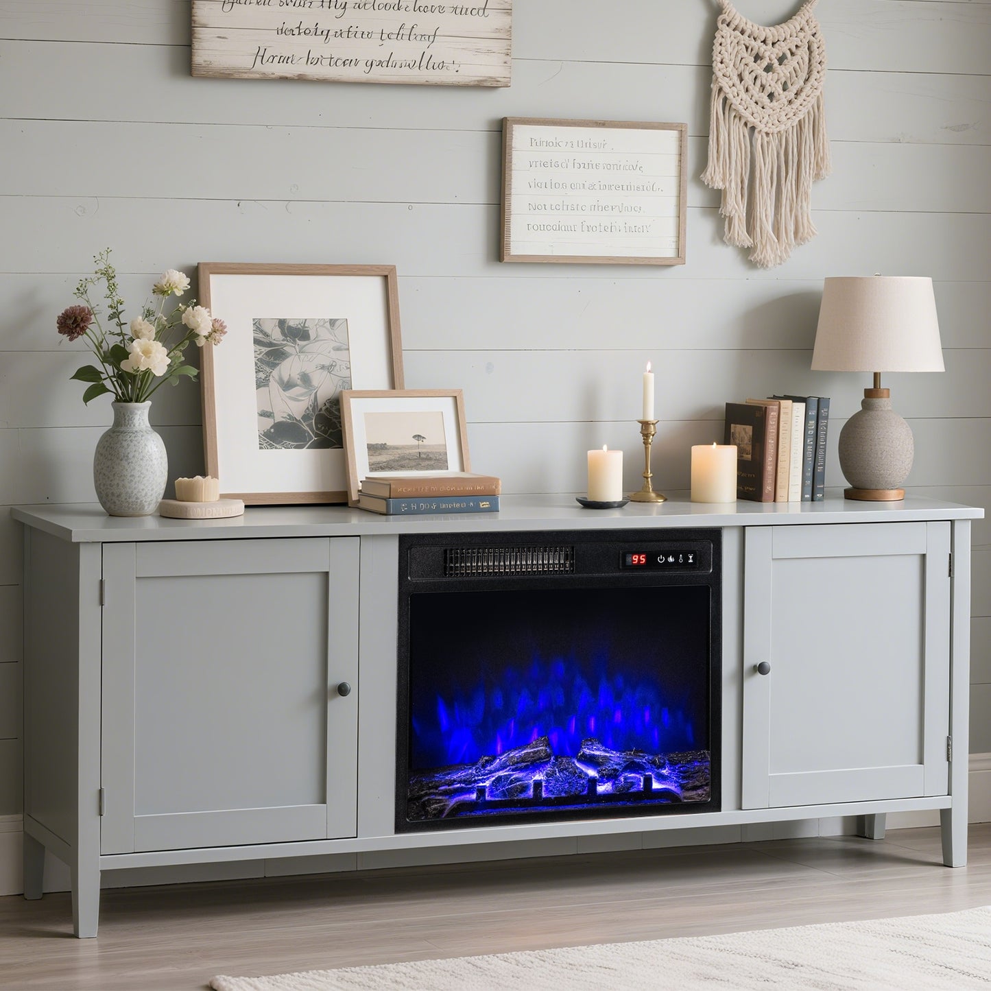 18 Inch 750W/1500W Electric Fireplace Insert with Remote Control and Adjustable Flame Colors, Black Fireplaces at Gallery Canada