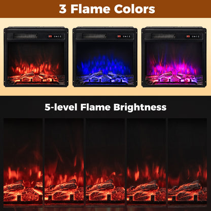 18 Inch 750W/1500W Electric Fireplace Insert with Remote Control and Adjustable Flame Colors, Black Fireplaces at Gallery Canada