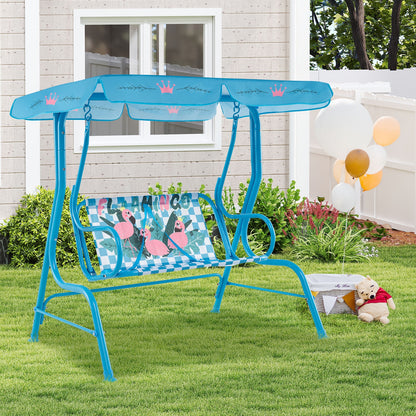 2-Seater Kids Patio Swing with Metal Stand and Adjustable Canopy, Navy Swing & Playsets at Gallery Canada