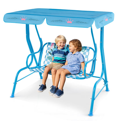 2-Seater Kids Patio Swing with Metal Stand and Adjustable Canopy, Navy Swing & Playsets at Gallery Canada