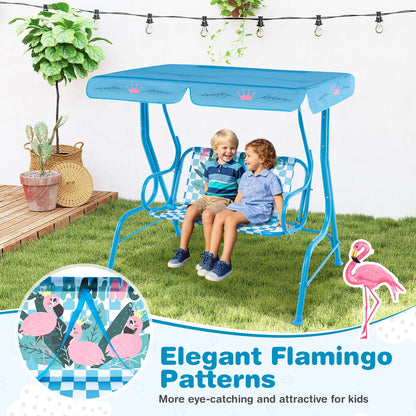 2-Seater Kids Patio Swing with Metal Stand and Adjustable Canopy, Navy Swing & Playsets at Gallery Canada