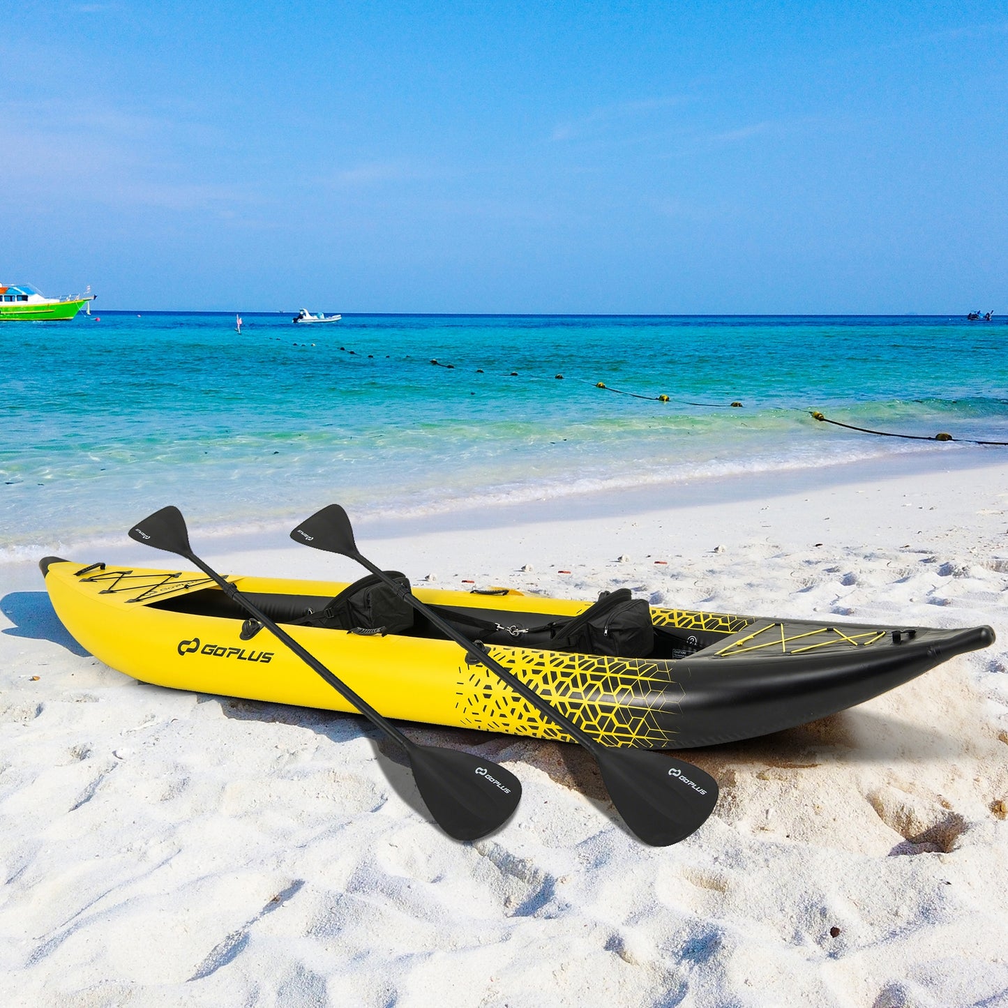 Inflatable 2-person Kayak Set with Aluminium Oars and Repair Kit, Yellow Surfing at Gallery Canada