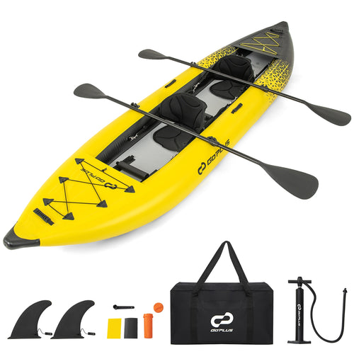 Inflatable 2-person Kayak Set with Aluminium Oars and Repair Kit, Yellow