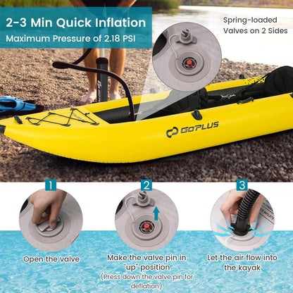 Inflatable 2-person Kayak Set with Aluminium Oars and Repair Kit, Yellow Surfing at Gallery Canada