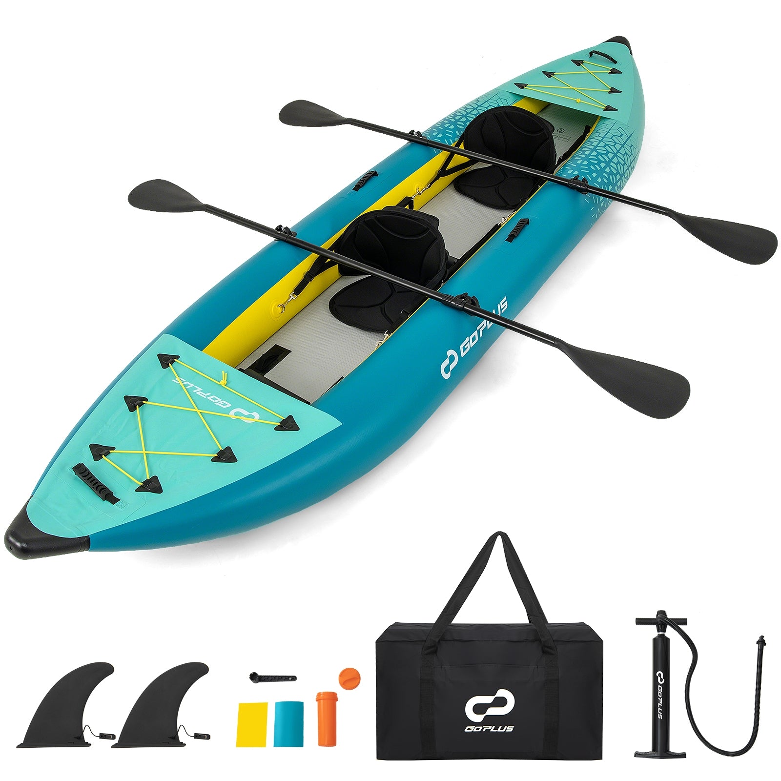 Inflatable 2-person Kayak Set with Aluminium Oars and Repair Kit, Green Surfing at Gallery Canada