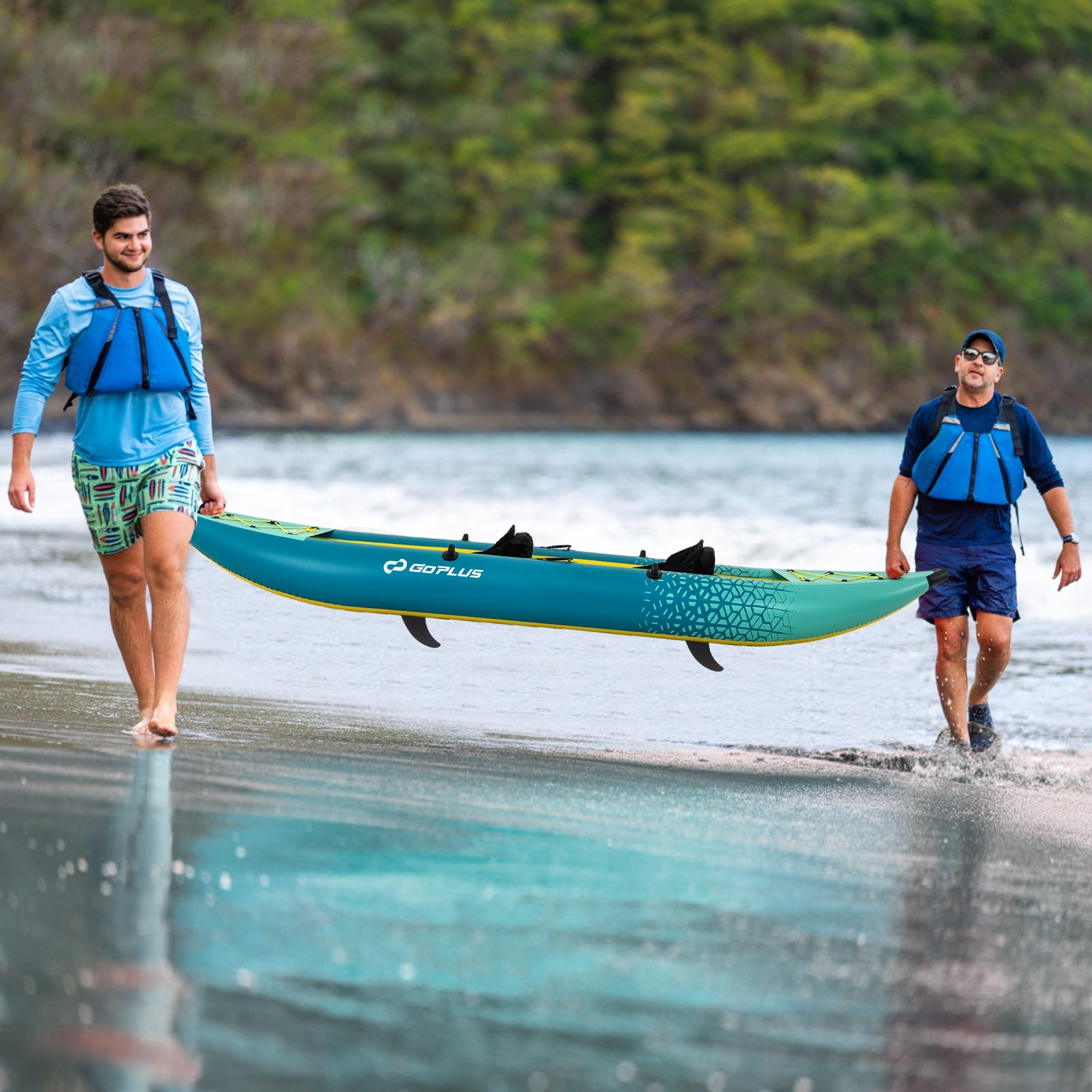 Inflatable 2-person Kayak Set with Aluminium Oars and Repair Kit, Green Surfing at Gallery Canada