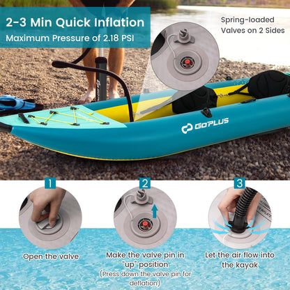 Inflatable 2-person Kayak Set with Aluminium Oars and Repair Kit, Green Surfing at Gallery Canada