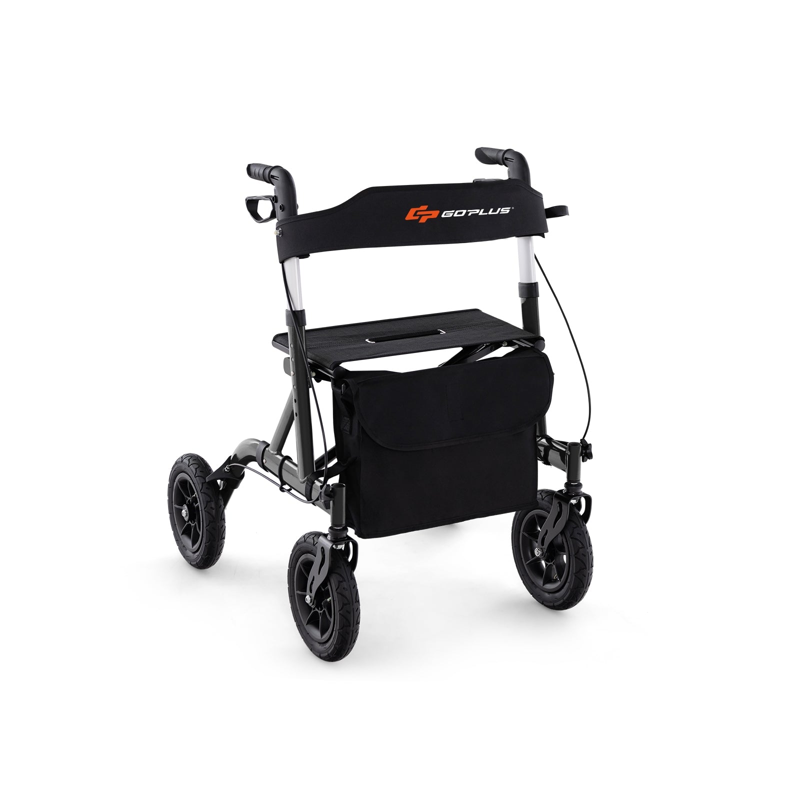 Foldable Height Adjustable Rollator Walker With Seat, Black Walkers & Rollators at Gallery Canada