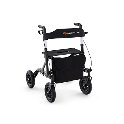 Foldable Height Adjustable Rollator Walker With Seat, Black Walkers & Rollators at Gallery Canada