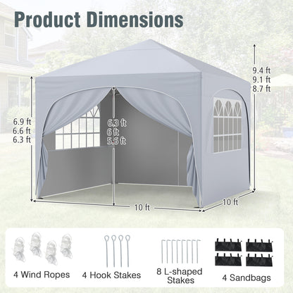 10 X 10 FT Pop up Canopy Tent with 4 Removable Sidewall, White Canopies at Gallery Canada