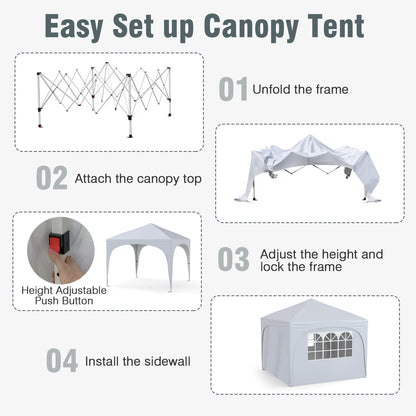 10 X 10 FT Pop up Canopy Tent with 4 Removable Sidewall, White Canopies at Gallery Canada