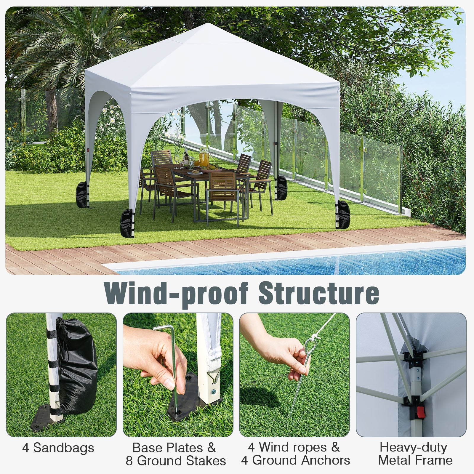 10 X 10 FT Pop up Canopy Tent with 4 Removable Sidewall, White Canopies at Gallery Canada