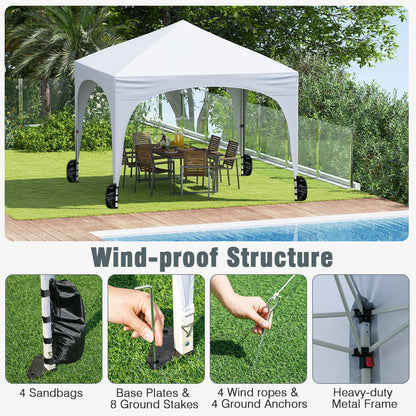 10 X 10 FT Pop up Canopy Tent with 4 Removable Sidewall, White Canopies at Gallery Canada