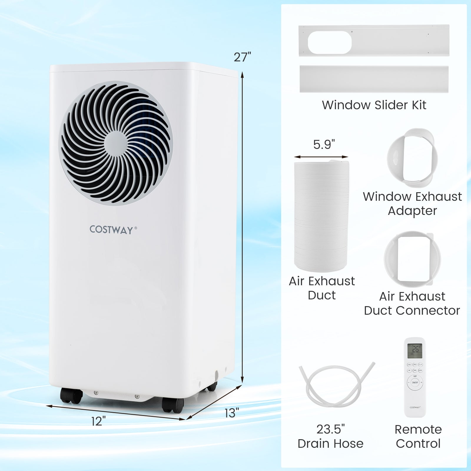 8200/10000 BTU Portable Air Conditioner 3-in-1 Stand up AC Unit with Dehumidifier-8200 BTU, White Portable Air Conditioners at Gallery Canada