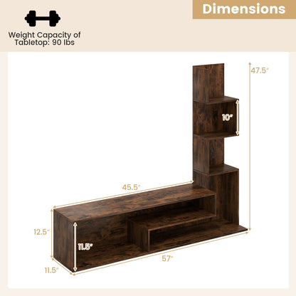 Cube TV Stand for TVs up to 50 Inch Media Console Table with Storage Shelves, Rustic Brown Entertainment Centers & TV Stands at Gallery Canada