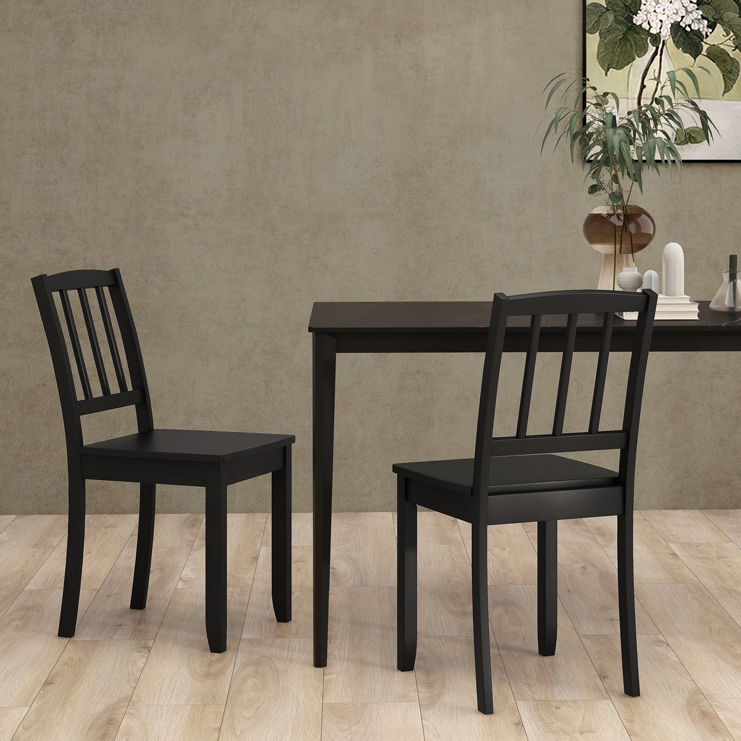 Wood Dining Chair Set of 2 with Rubber Wood Legs, Black Dining Chairs at Gallery Canada