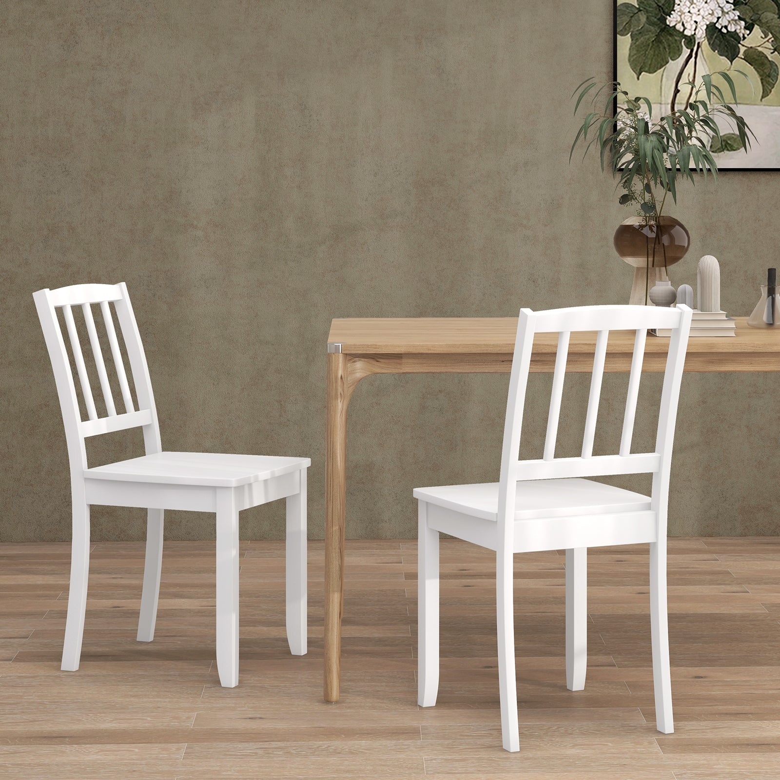 Wood Dining Chair Set of 2 with Rubber Wood Legs, White Dining Chairs at Gallery Canada