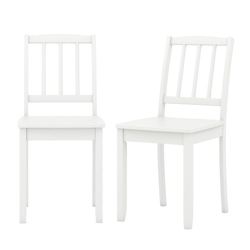 Wood Dining Chair Set of 2 with Rubber Wood Legs, White