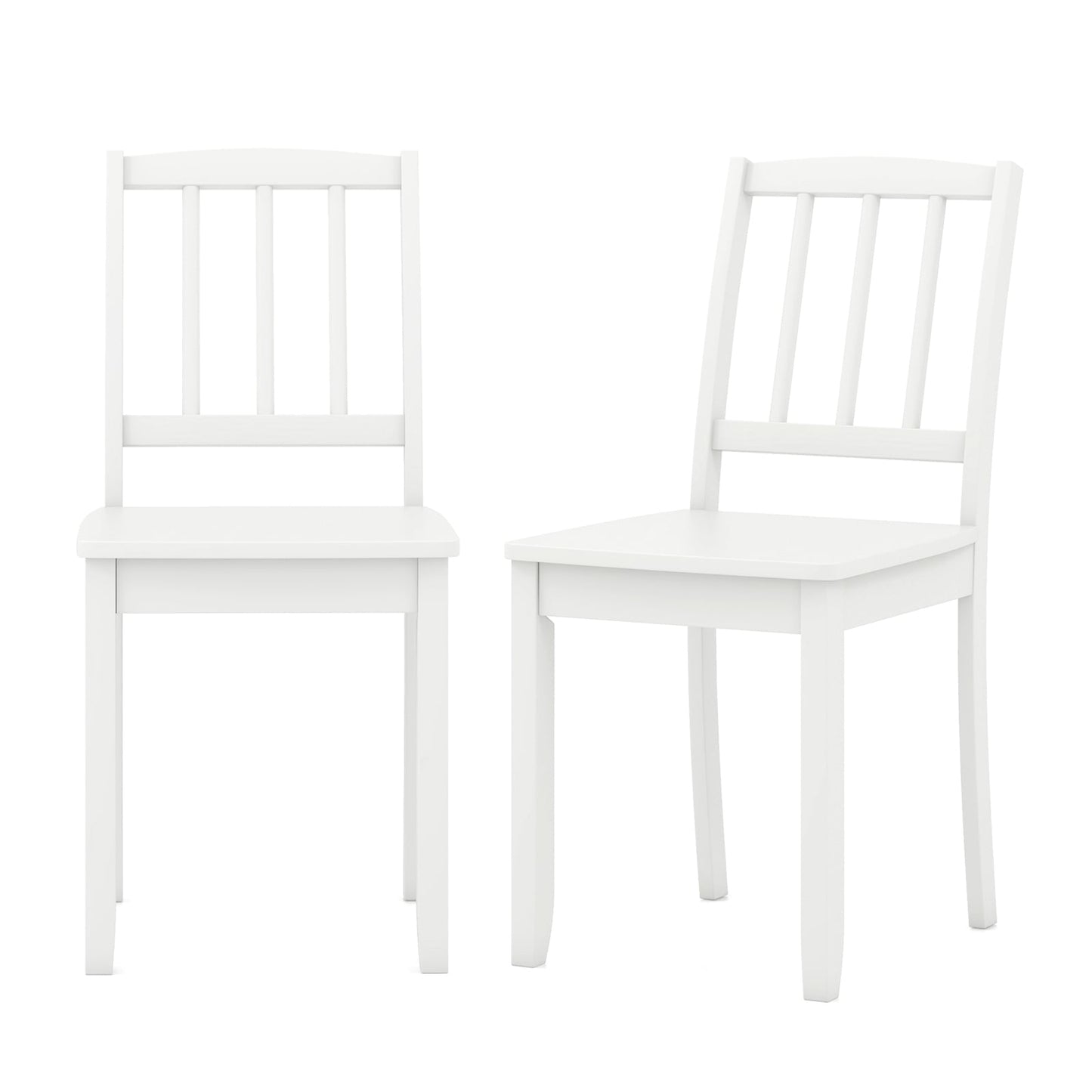 Ensemble de 2 chaises à manger en bois, pieds en bois de caoutchouc, blanc