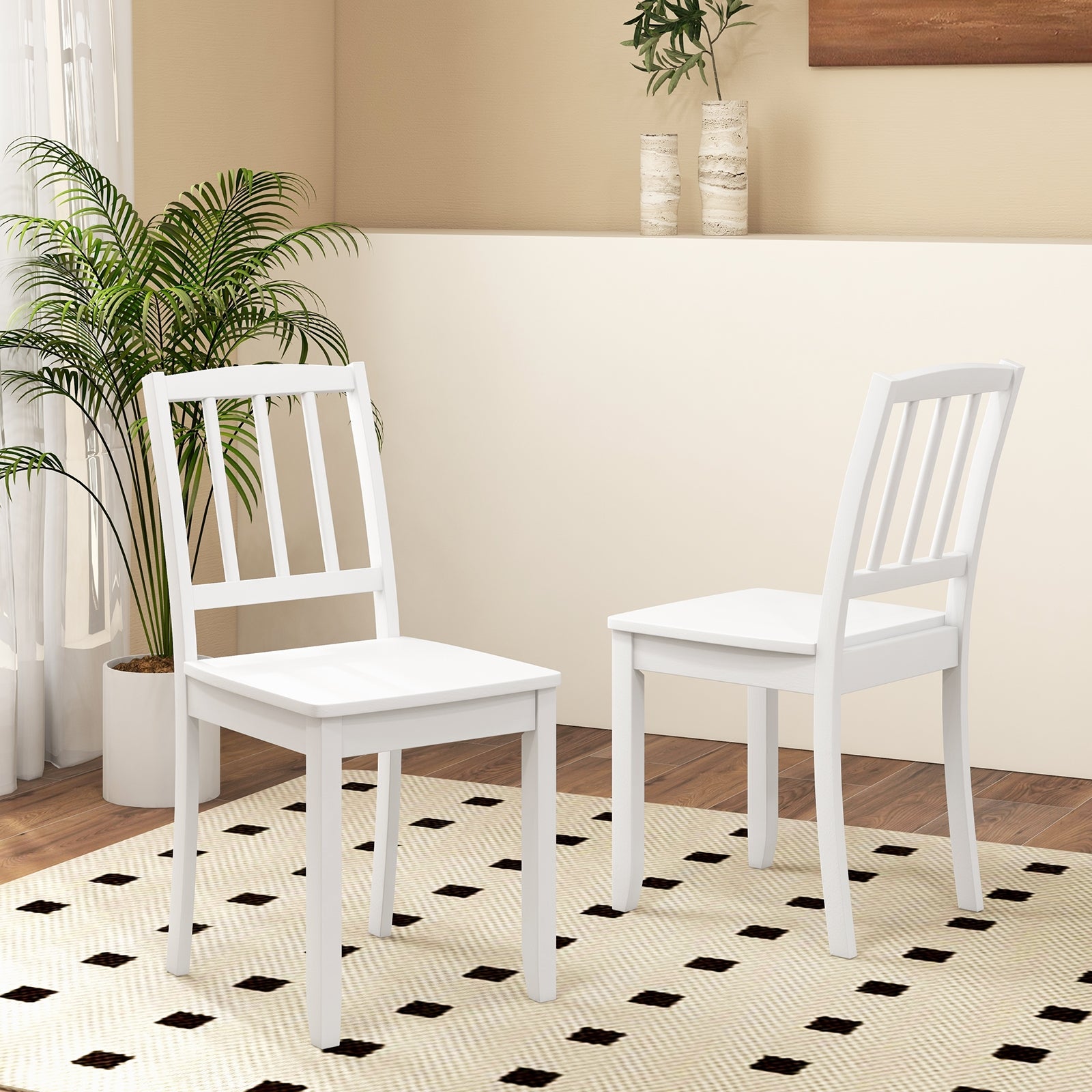 Wood Dining Chair Set of 2 with Rubber Wood Legs, White Dining Chairs at Gallery Canada