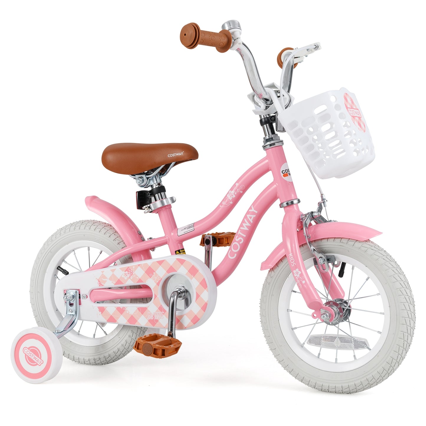 12 Inch Kids Bike with Training Wheels and Basket for Boys Girls 3-4 Years Old, Peach Kids Bike at Gallery Canada