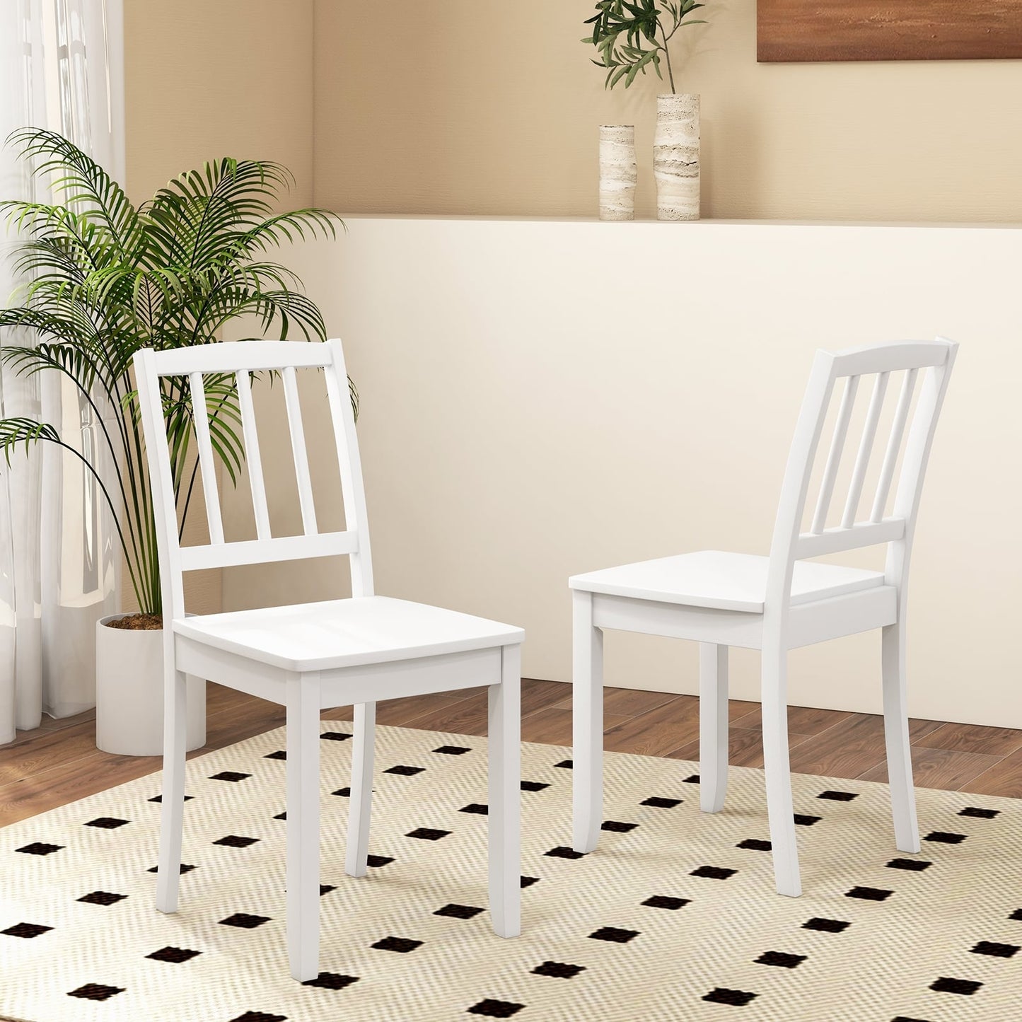 Wood Dining Chair Set Of 2, Rubber Wood Legs, White Dining Chairs at Gallery Canada