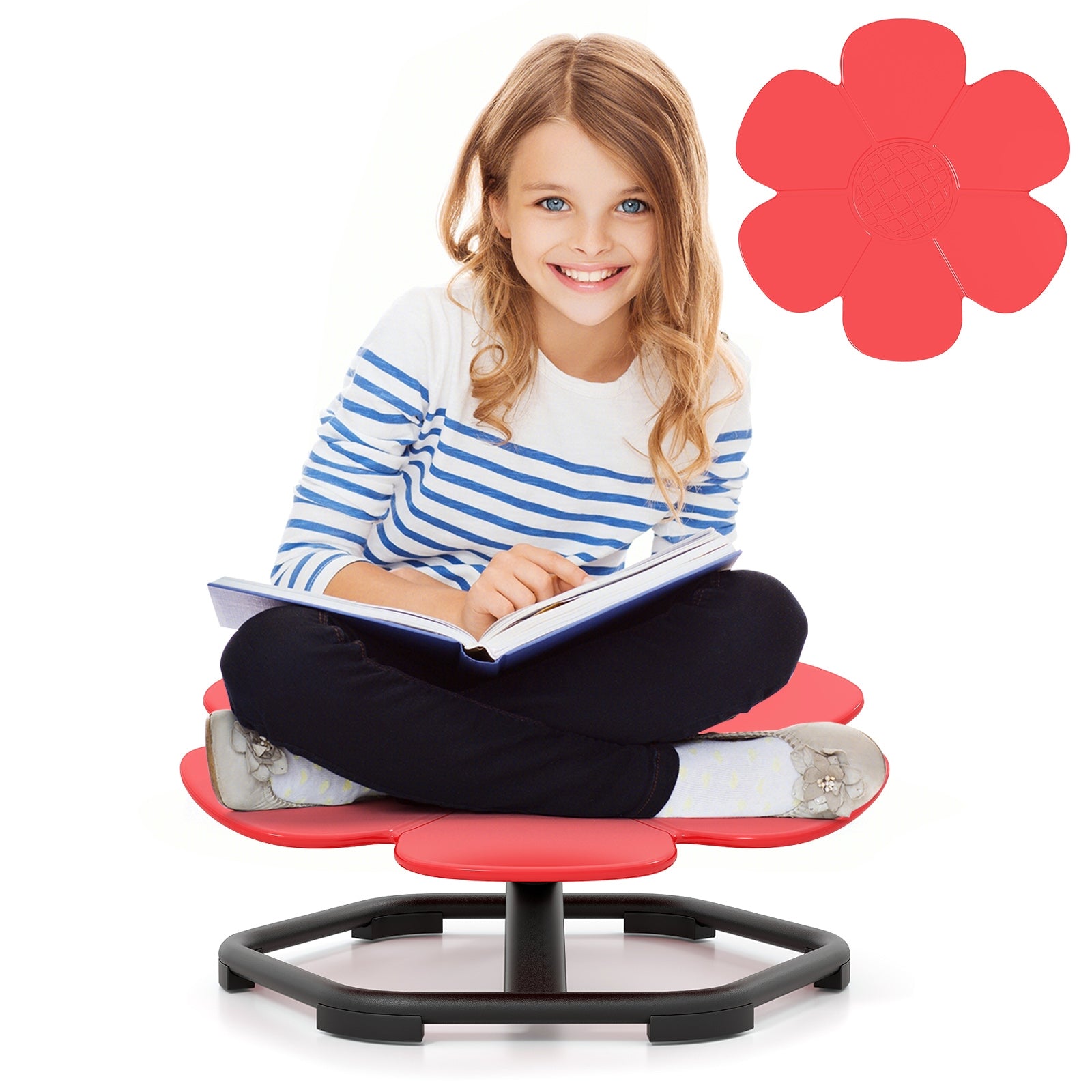 Kids Sensory Swivel Chair Elephant Petal 360° Spinning Chair, Red Kids Chairs & Seating Red at Gallery Canada