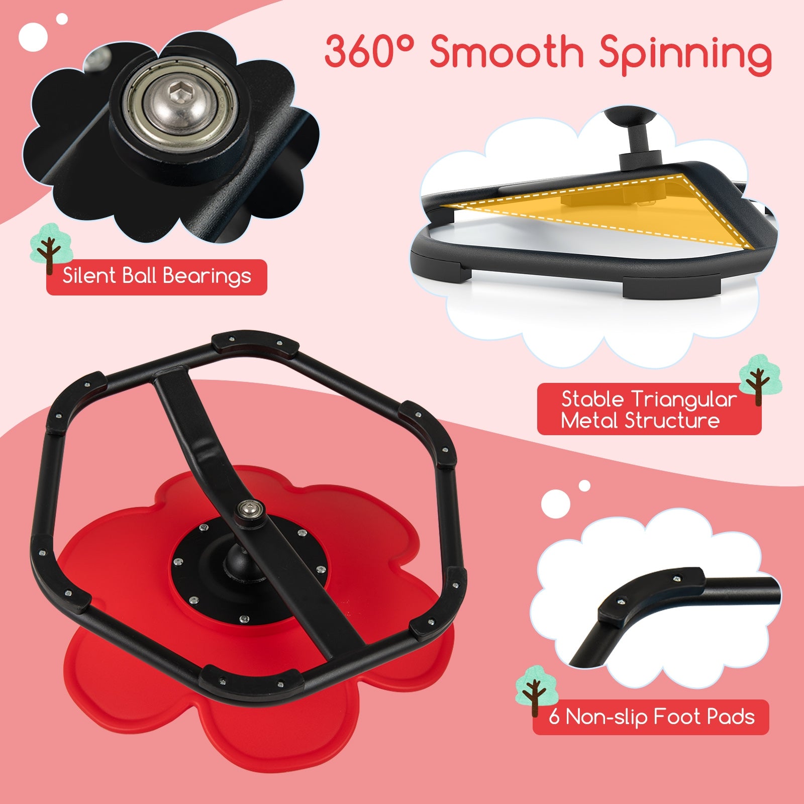 Kids Sensory Swivel Chair Elephant Petal 360° Spinning Chair, Red Kids Chairs & Seating at Gallery Canada