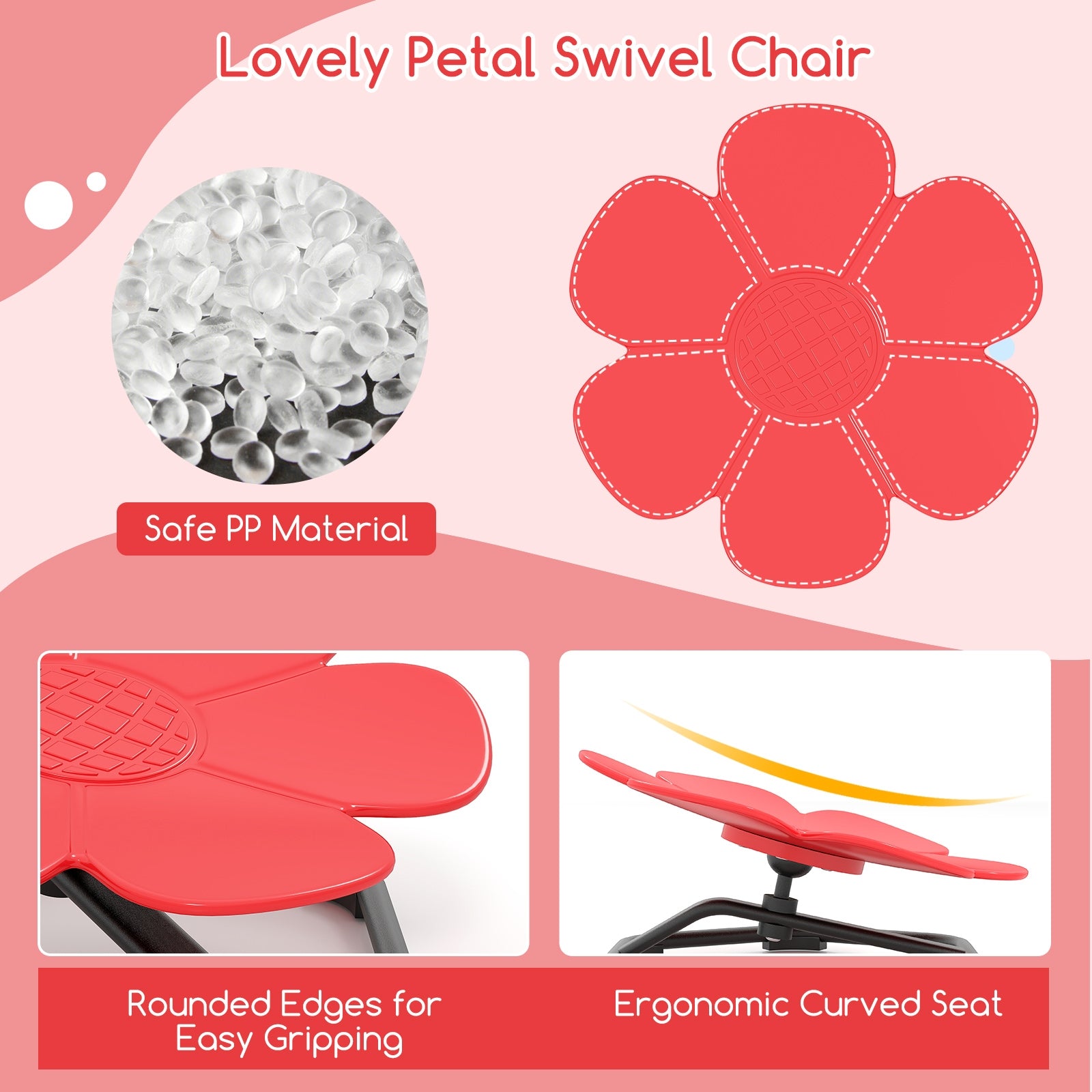 Kids Sensory Swivel Chair Elephant Petal 360° Spinning Chair, Red Kids Chairs & Seating at Gallery Canada