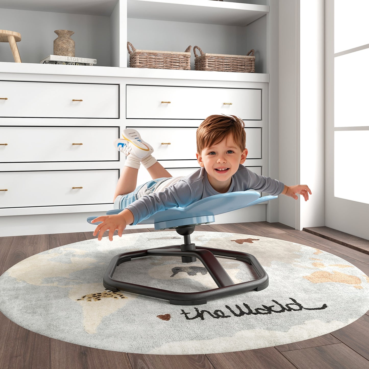 Kids Sensory Swivel Chair Elephant Petal 360° Spinning Chair, Blue Kids Chairs & Seating at Gallery Canada