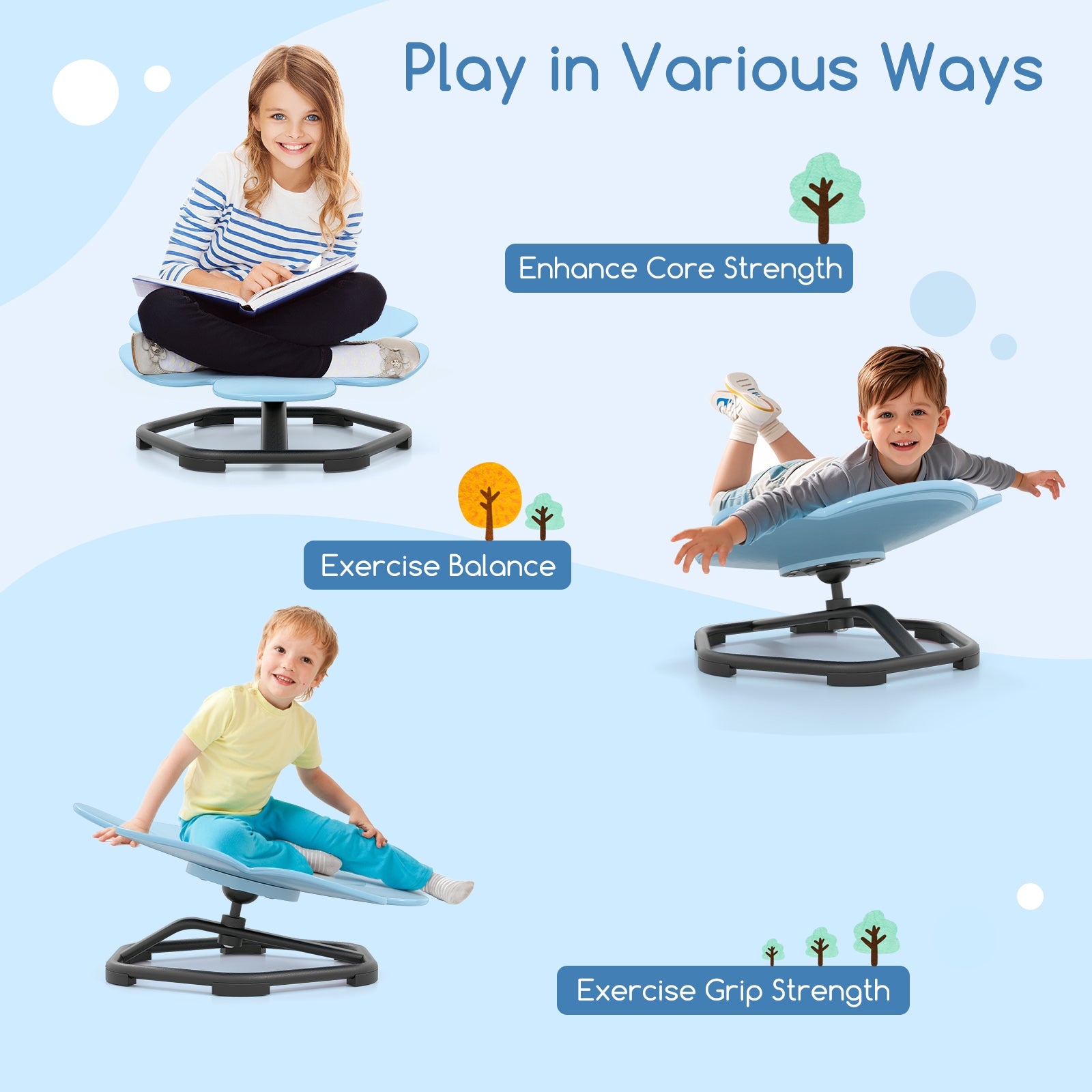 Kids Sensory Swivel Chair Elephant Petal 360° Spinning Chair, Blue Kids Chairs & Seating at Gallery Canada