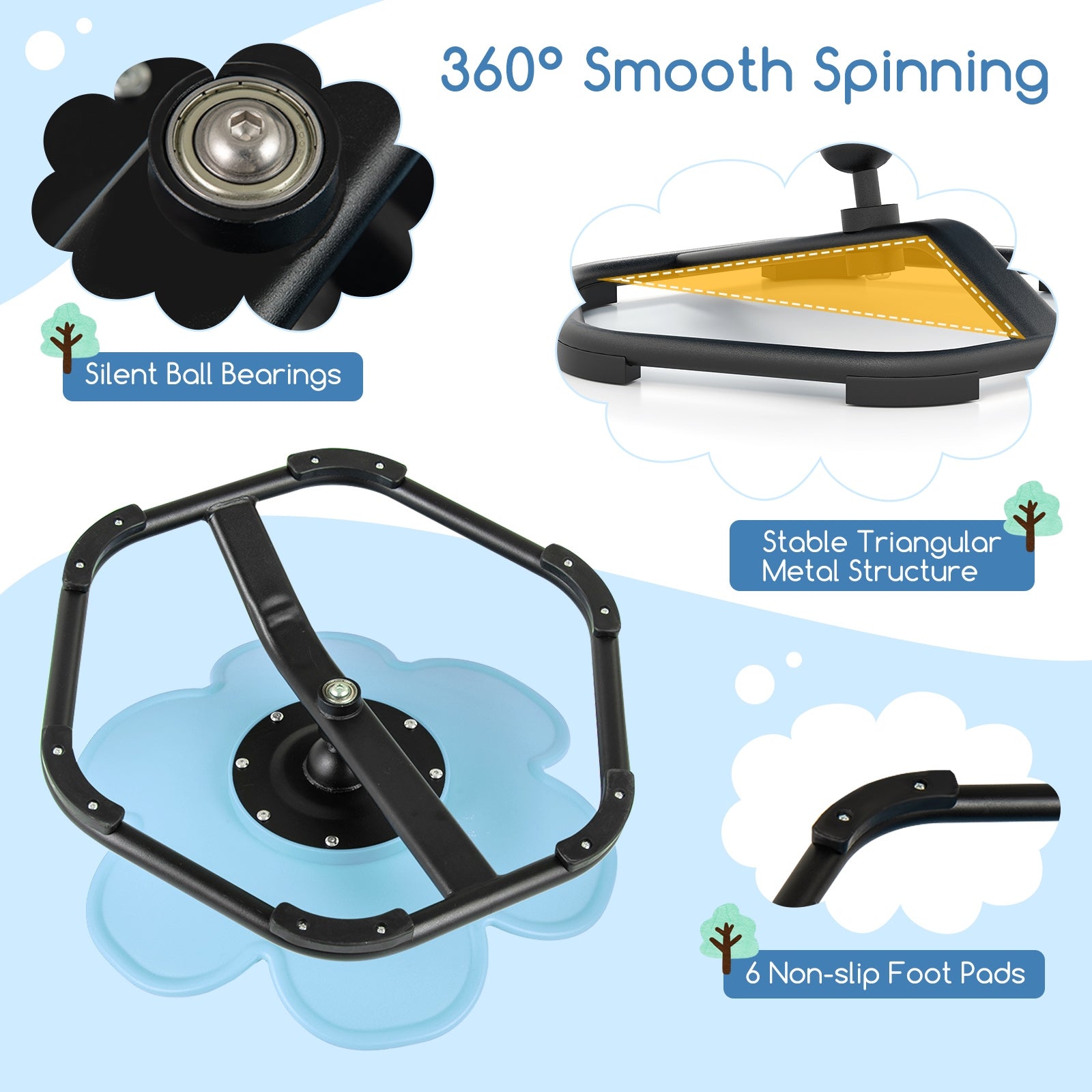 Kids Sensory Swivel Chair Elephant Petal 360° Spinning Chair, Blue Kids Chairs & Seating at Gallery Canada