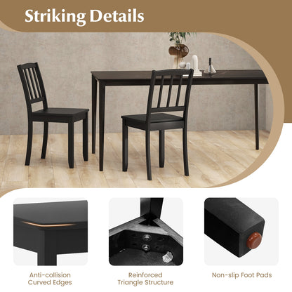 Wood Dining Chair Set of 2 with Rubber Wood Legs, Black Dining Chairs at Gallery Canada