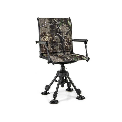 Folding Swivel Patio Chair with 4 Adjustable Leg, Camouflage