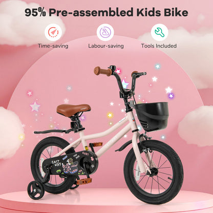 14 Inches Kids Bike with Basket and Adjustable Handlebar for 3-5 Years Old, Pink Kids Bike at Gallery Canada