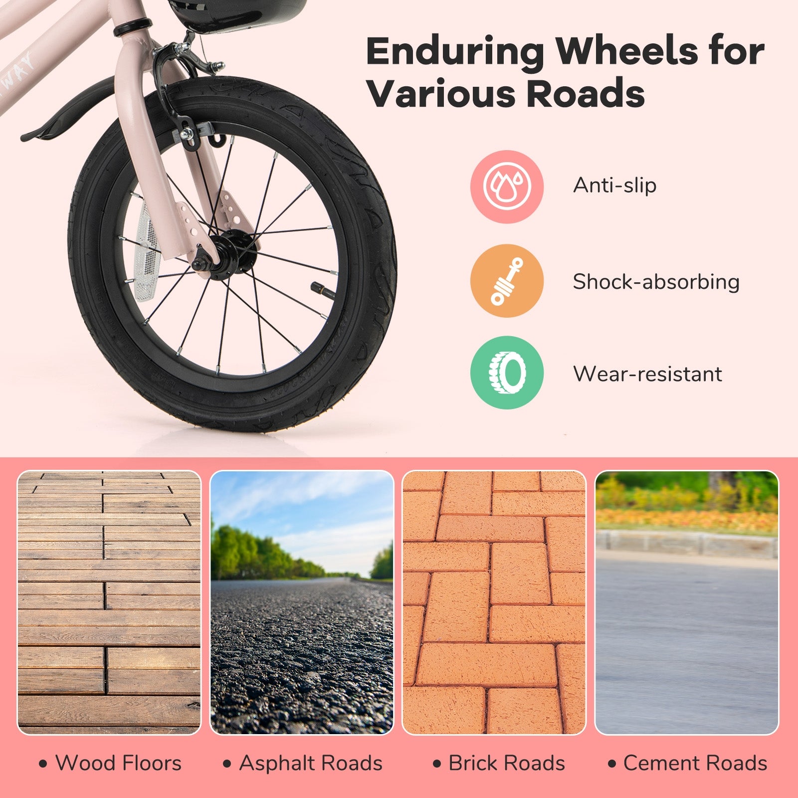 14 Inches Kids Bike with Basket and Adjustable Handlebar for 3-5 Years Old, Pink Kids Bike at Gallery Canada