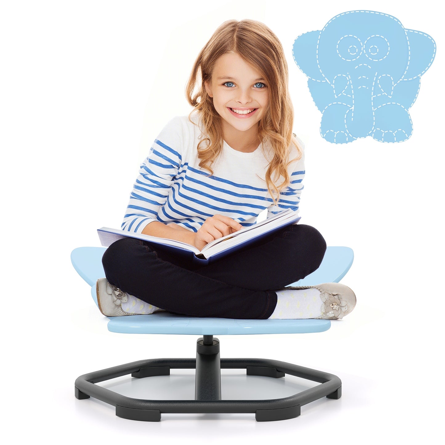 Kids Sensory Swivel Chair, Elephant 360° Spinning, Non-Slip Metal Base, Blue Kids Chairs & Seating at Gallery Canada