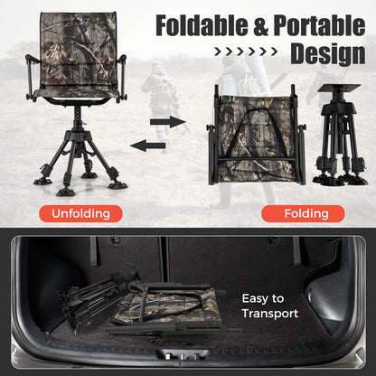 Folding Swivel Patio Chair with 4 Adjustable Leg, Camouflage Camping Furniture at Gallery Canada